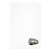 retro bus motor coach customized stationery