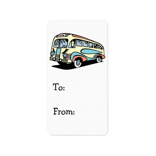retro bus motor coach personalized address labels