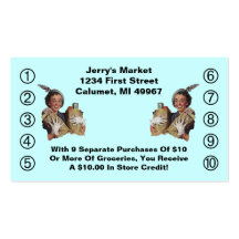 Retro Business Punch Cards Happy Grocery Shopper Business Card Template