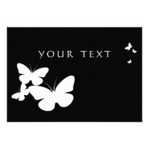 retro butterflies : black and white announcement