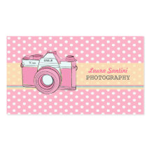 Retro Camera Photography Polka Dot Business Cards