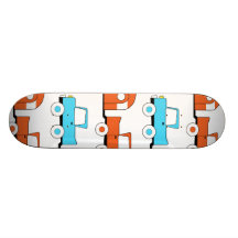 Retro Camping Trailer Turquoise Orange Vintage Car Skate Decks