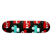 Retro Camping Trailer Turquoise Red Vintage RV Skate Board Deck