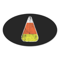 Retro Candy Corn Halloween Oval Stickers