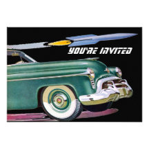 Retro Car & Rocket Birthday V2 Personalized Announcements