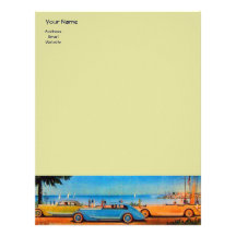 RETRO CARS - Auto repair automotive ,blue yellow Customized Letterhead