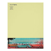 RETRO CARS - Auto repair automotive ,blue yellow Personalized Letterhead