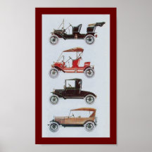 RETRO CARS , black white red Poster
