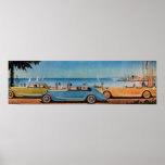 RETRO CARS , blue yellow orange Print