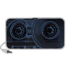Retro Cassette Black and Blue Travel Speakers