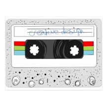 Retro cassette tape 80s style post cards