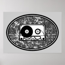 Retro Cassette Tape Black & White Print