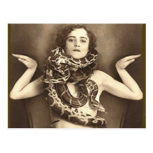 Rétro charmeur de serpent vintage de numéro de cir cartes postales