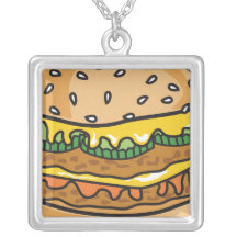 retro cheese hamburger necklace