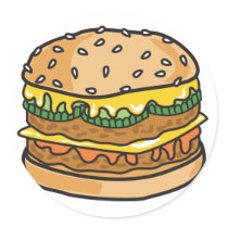 retro cheese hamburger sticker