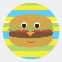 Rétro cheeseburger adhésifs ronds