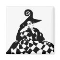 Retro Chequered & Swirl High Fashion Woman magnets