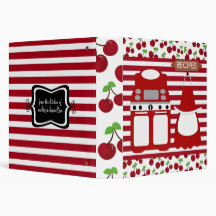 Retro Cherry Striped Recipe Binder