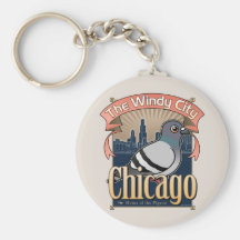 Retro Chicago Pigeon Key Chains