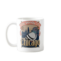 Retro Chicago Pigeon Mugs