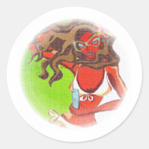 Retro Chick Round Stickers