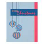 Retro Christmas Balls blue flat Card Custom Invites