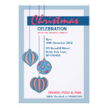 Retro Christmas Balls blue white Dinner Invitation