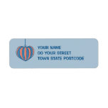 Retro Christmas Balls heart blue Return Address Labels