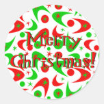 Retro Christmas Boomerangs Round Stickers