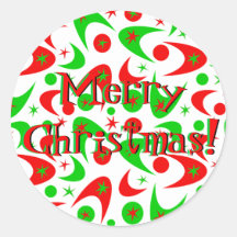 Retro Christmas Boomerangs Round Stickers