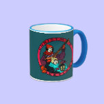 Retro Christmas greetings, child and lute player 2 mugs