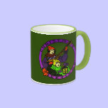 Retro Christmas greetings, child and lute player mugs