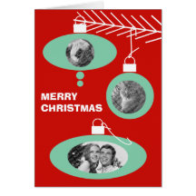 Retro Christmas Photo Card - Retro Ornaments