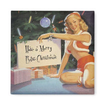 Retro Christmas Pin Up Refrigerator Magnets