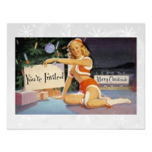 Retro Christmas Pin Up Personalized Announcement