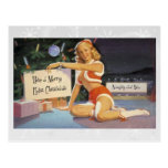 Retro Christmas Pin Up Post Cards