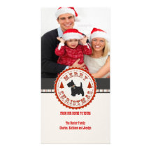 Retro Christmas Scottish Terrier Dog Custom Photo Photo Card Template