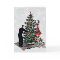Retro Christmas Tree Greeting Cards