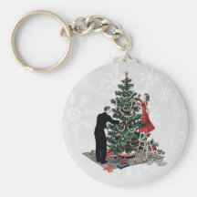 Retro Christmas Tree Key Chain
