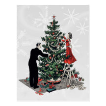 Retro Christmas Tree Postcard