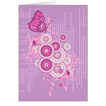 retro circles and butterfly design card