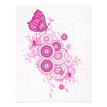 retro circles and butterfly design invitations