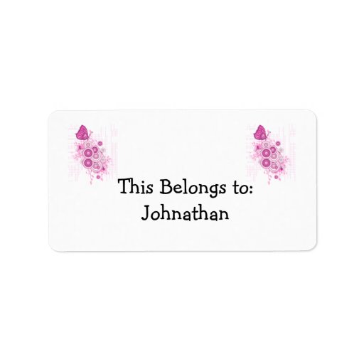 retro circles and butterfly design custom address labels