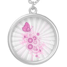 retro circles and butterfly design necklaces