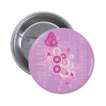retro circles and butterfly design pinback buttons