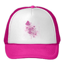 retro circles and butterfly design trucker hats
