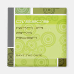 Retro Circles Blocks Green Save The Date Magnet