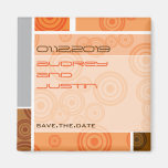 Retro Circles Blocks Orange Save The Date Magnet