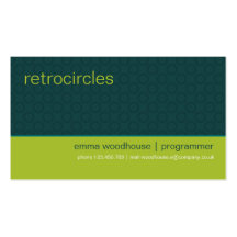 Retro Circles Green & Teal Business Card