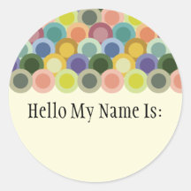 Retro Circles Name Badge Sticker